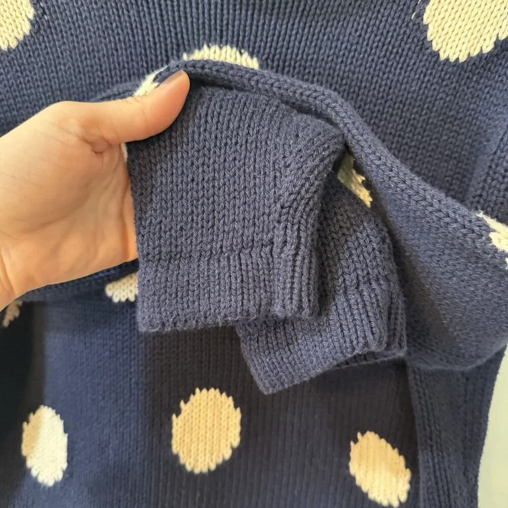 J. Crew Womens Always Rollneck Sweater Size XS Cotton Polka Dots Fisherman